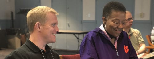 community members in a classroom