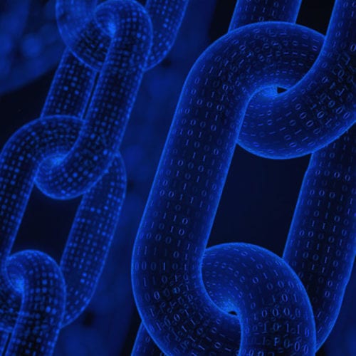 Chain links on blue background